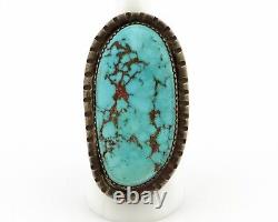 Bague Navajo en argent 925 avec turquoise Morenci, artiste amérindien des années 80