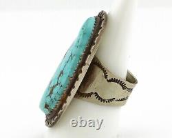 Bague Navajo en argent 925 avec turquoise Morenci, artiste amérindien des années 80