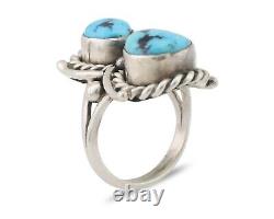 Bague Navajo en argent 925 avec turquoise Sleeping Beauty, artiste amérindien des années 80