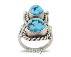 Bague Navajo en argent 925 avec turquoise Sleeping Beauty, artiste amérindien des années 80