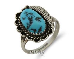 Bague Navajo en argent 925 avec turquoise bleue naturelle, artiste amérindien, années 80