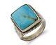 Bague Navajo En Argent 925 Avec Turquoise Bleue Naturelle, Artiste Amérindien, Années 80