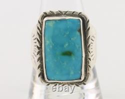 Bague Navajo en argent 925 avec turquoise bleue naturelle, artiste amérindien, années 80
