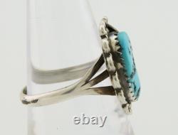 Bague Navajo en argent 925 avec turquoise bleue naturelle, artiste amérindien, années 80