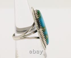Bague Navajo en argent 925 avec turquoise bleue naturelle, artiste amérindien, années 80