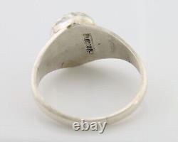 Bague Navajo en argent 925 avec turquoise bleue naturelle, artiste amérindien, années 80