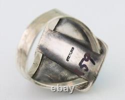 Bague Navajo en argent 925 avec turquoise bleue naturelle, artiste amérindien, années 80