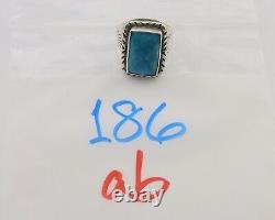Bague Navajo en argent 925 avec turquoise bleue naturelle, artiste amérindien, années 80