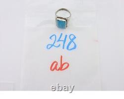 Bague Navajo en argent 925 avec turquoise bleue naturelle, artiste amérindien, années 80
