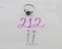 Bague Navajo en argent 925 avec turquoise bleue naturelle, artiste amérindien, années 80