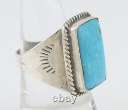 Bague Navajo en argent 925 avec turquoise bleue naturelle, artiste amérindien des années 80