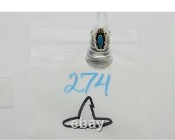 Bague Navajo en argent 925 avec turquoise bleue naturelle, artiste amérindien des années 80