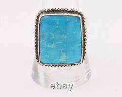 Bague Navajo en argent 925 avec turquoise bleue naturelle de l'artiste amérindien C. des années 80