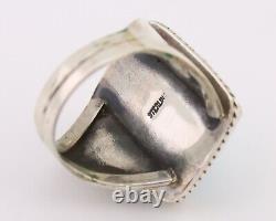 Bague Navajo en argent 925 avec turquoise bleue naturelle de l'artiste amérindien C. des années 80