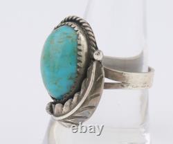 Bague Navajo en argent 925 avec turquoise naturelle, artiste amérindien, années 80