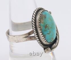 Bague Navajo en argent 925 avec turquoise naturelle, artiste amérindien, années 80