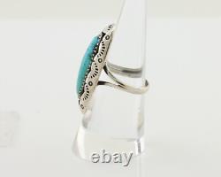 Bague Navajo en argent 925 avec turquoise naturelle, artiste amérindien, taille 6.75, années 80