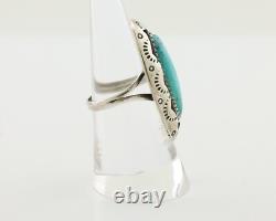 Bague Navajo en argent 925 avec turquoise naturelle, artiste amérindien, taille 6.75, années 80