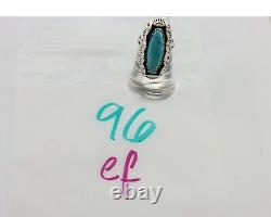 Bague Navajo en argent 925 avec turquoise naturelle, artiste amérindien, taille 6.75, années 80