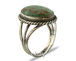 Bague Navajo en argent 925 avec turquoise rouge en toile d'araignée, artiste amérindien, années 80