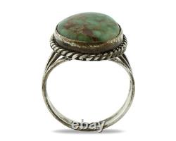Bague Navajo en argent 925 avec turquoise rouge en toile d'araignée, artiste amérindien, années 80