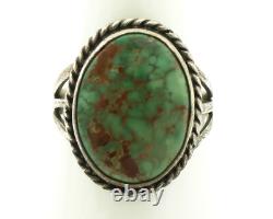 Bague Navajo en argent 925 avec turquoise rouge en toile d'araignée, artiste amérindien, années 80