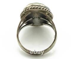 Bague Navajo en argent 925 avec turquoise rouge en toile d'araignée, artiste amérindien, années 80