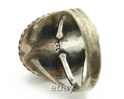 Bague Navajo en argent 925 avec turquoise rouge en toile d'araignée, artiste amérindien, années 80