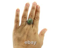 Bague Navajo en argent 925 avec turquoise rouge en toile d'araignée, artiste amérindien, années 80