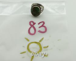 Bague Navajo en argent 925 avec turquoise rouge en toile d'araignée, artiste amérindien, années 80