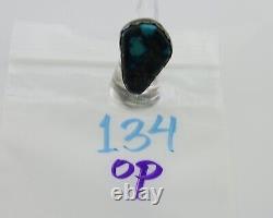 Bague Navajo en argent 925 et turquoise naturelle de l'artiste amérindien C. des années 80