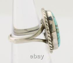Bague Navajo en argent 925 turquoise Kingman artiste amérindien des années 80