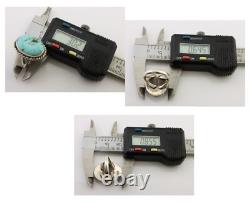 Bague Navajo en argent 925 turquoise Kingman artiste amérindien des années 80