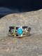 Bague Navajo En Argent Sterling Turquoise Bleue Am&eacute;rindienne Taille 4,75 4455