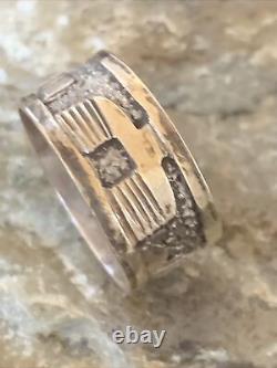 Bague Pueblo en argent sterling Navajo amérindien taille 9.5 11981