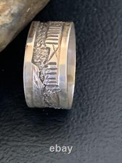 Bague Pueblo en argent sterling Navajo amérindien taille 9.5 11981