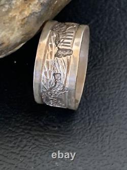 Bague Pueblo en argent sterling Navajo amérindien taille 9.5 11981