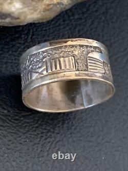 Bague Pueblo en argent sterling Navajo amérindien taille 9.5 11981