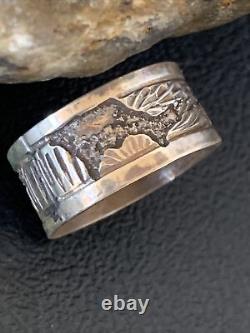 Bague Pueblo en argent sterling Navajo amérindien taille 9.5 11981