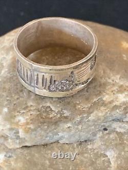 Bague Pueblo en argent sterling Navajo amérindien taille 9.5 11981