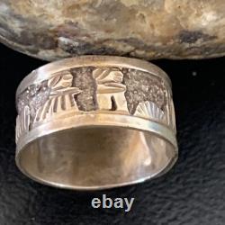 Bague Pueblo en argent sterling Navajo amérindienne taille 10 11977N