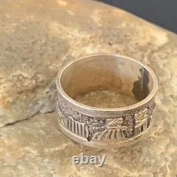 Bague Pueblo en argent sterling Navajo amérindienne taille 10 11977N