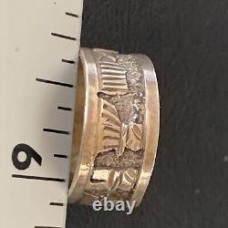 Bague Pueblo en argent sterling Navajo amérindienne taille 10 11977N