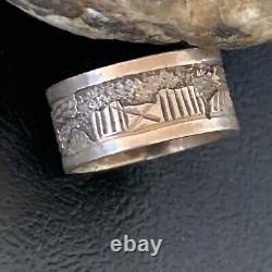 Bague Pueblo en argent sterling Navajo amérindienne taille 10 11977N