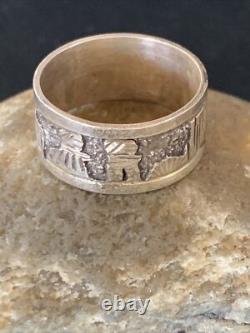 Bague Pueblo en argent sterling Navajo amérindienne taille 10 11977N