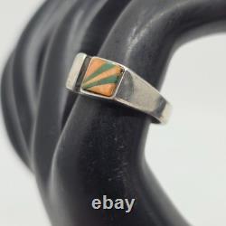 Bague UNIQUE en argent sterling Navajo amérindien avec turquoise et huître épineuse, taille 8