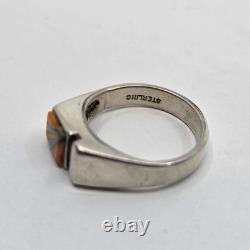 Bague UNIQUE en argent sterling Navajo amérindien avec turquoise et huître épineuse, taille 8