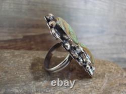 Bague ajustable en argent nickel et turquoise amérindienne par Cleveland, taille 8