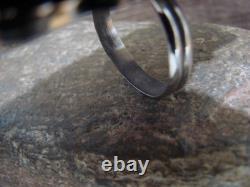 Bague ajustable en argent nickel et turquoise amérindienne par Cleveland, taille 8