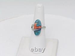 Bague ajustable en argent sterling faite à la main par les Amérindiens Navajo avec plusieurs pierres naturelles